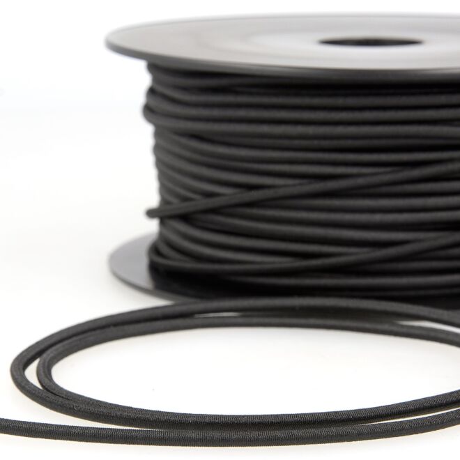 3mm Rundgummi schwarz (aus Kunstseide)