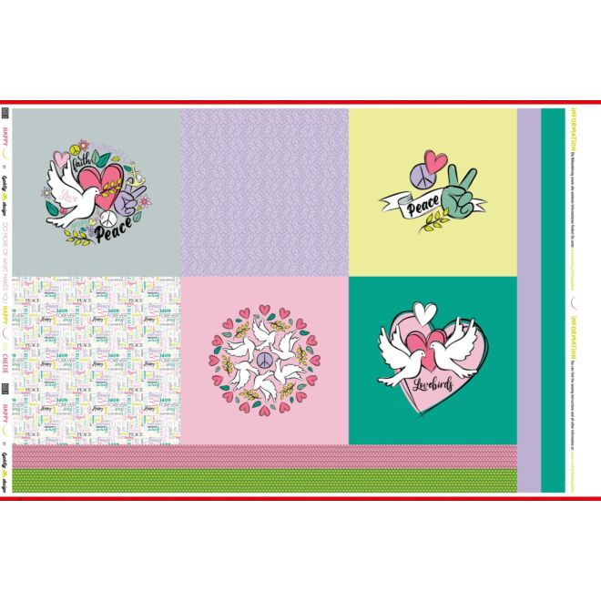 *SALE* Canvas-Panel Lovebirds für Kissen (ca. 95cm)