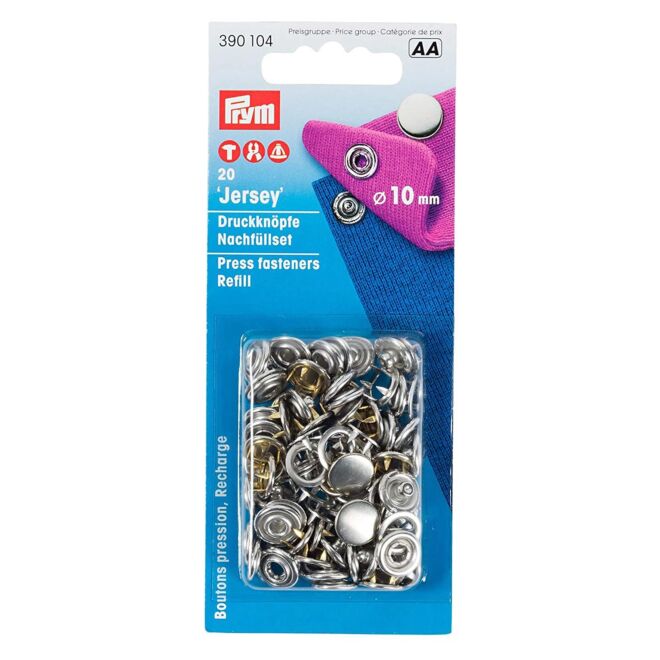 Prym Jersey Druckknöpfe "Kappe" silber, 10mm - Nachfüllpack