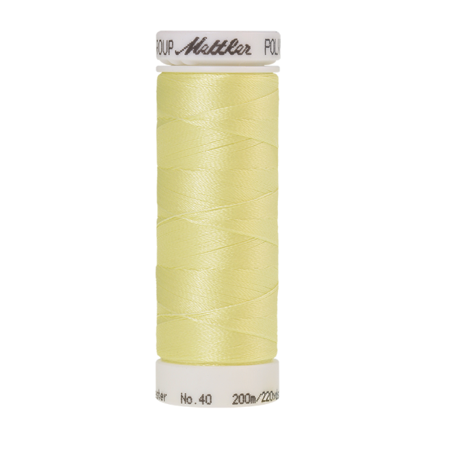 Amann Mettler Poly Sheen Lemon Frost glänzt durch den trilobalen Fadenquerschnitt besonders schön. Zum Sticken, Quilten, Nähen. 200m Spule