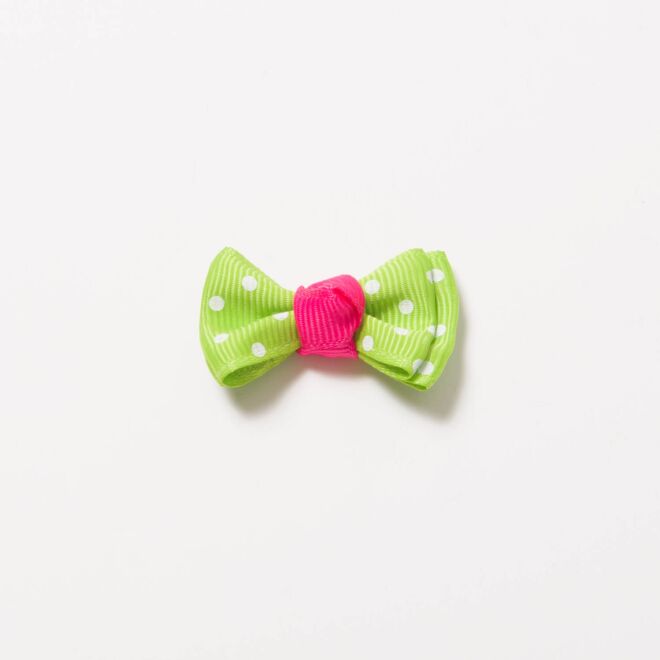 Grosgrain-Schleife Multi II 4cm Punkte grün-pink