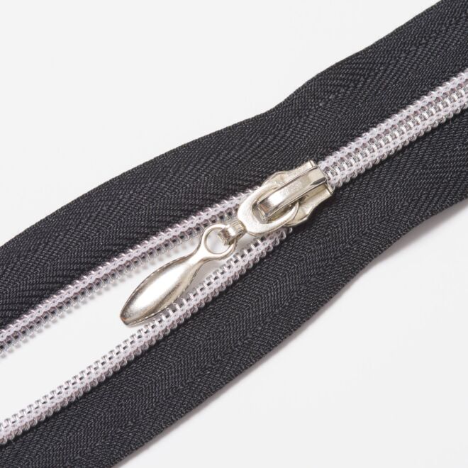 Nylon Reißverschluss "Silber", 4mm, unteilbar, schwarz