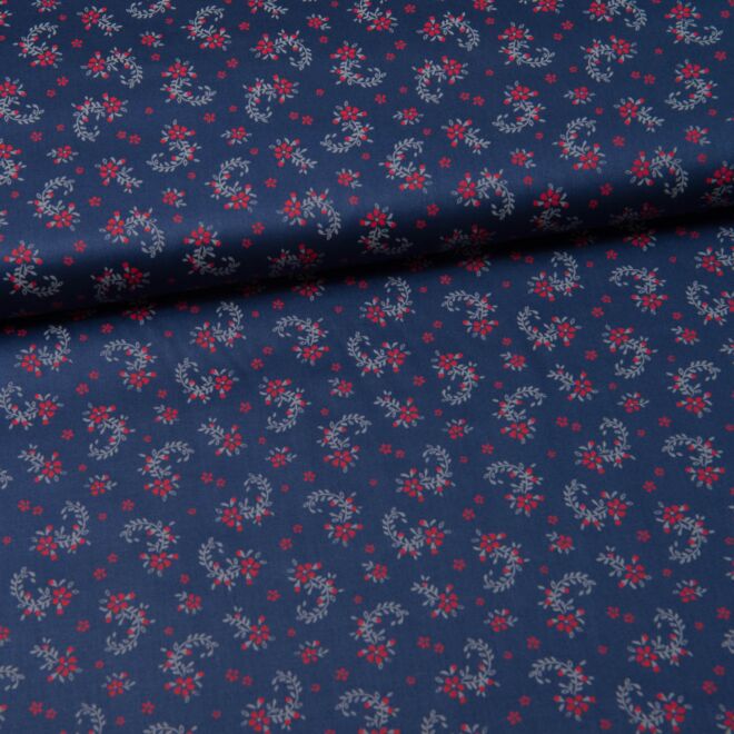 Trachtenstoff "Romantico" kleine Zweige navy