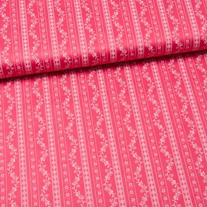 Trachtenstoff "Romantico" Rankenstreifen koralle