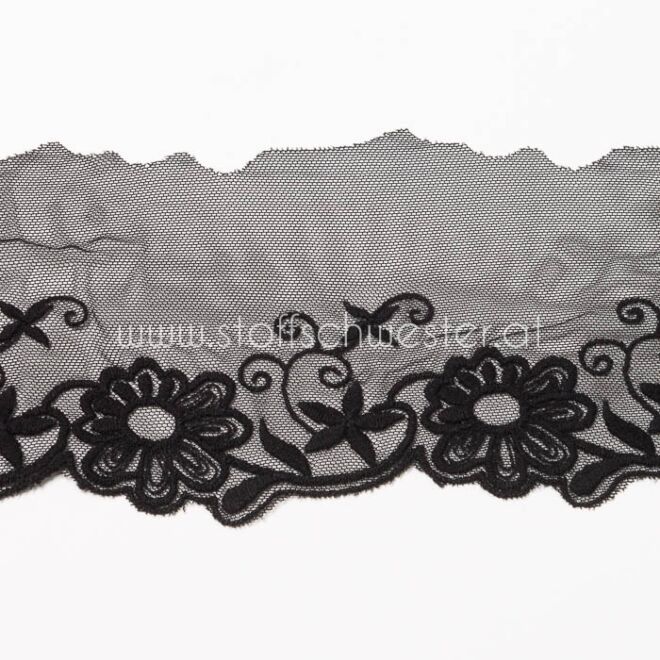 60mm Spitze "Blumen" schwarz