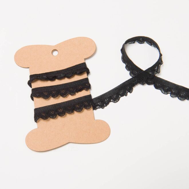12mm Spitzenband elastisch schwarz