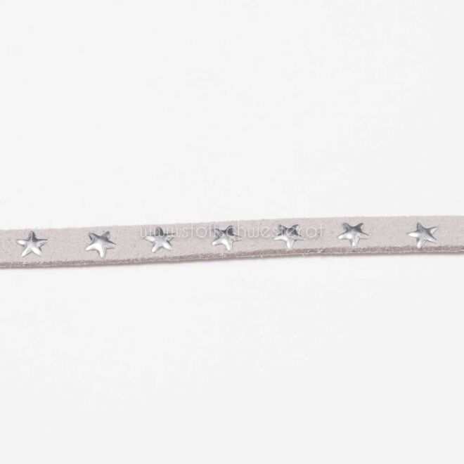 7mm Kunstwildlederband mit Sternen hellgrau