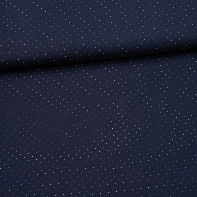 Trachtenstoff "Herzstück" Tupfen weiß/dunkelblau