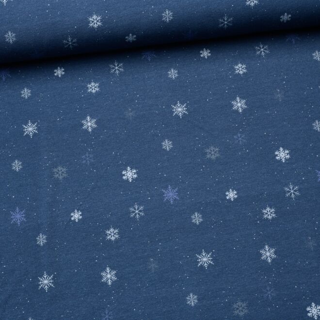 Sommersweat "Beyond Nordic" Schneeflocken jeansblau