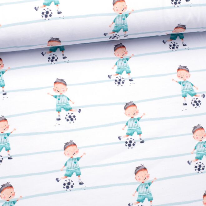 Stoffschwester Jersey "Fußballer" weiß