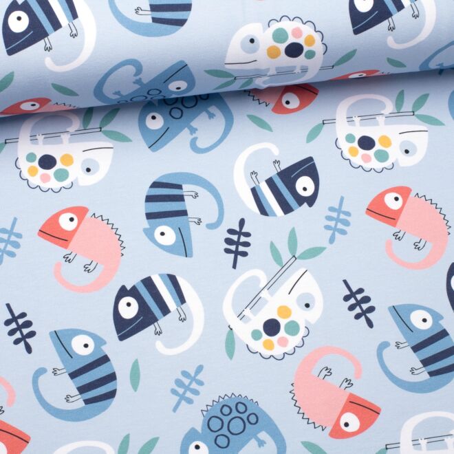 Stoffschwester Jersey "Chamäleon" blau