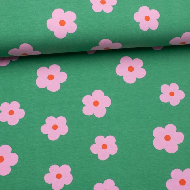Retro Flower Jersey pink/grün
