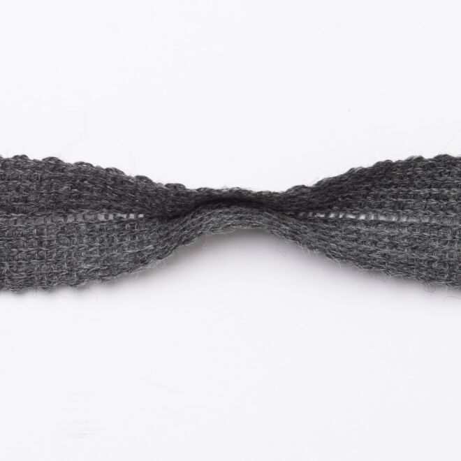 28mm Woll-Einfasstresse dunkelgrau-meliert