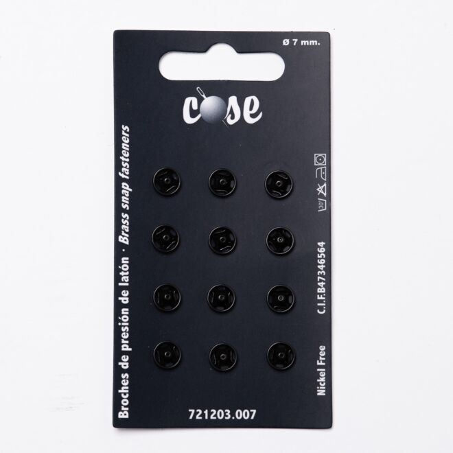 7mm Annäh-Druckknöpfe (12 Stück) schwarz