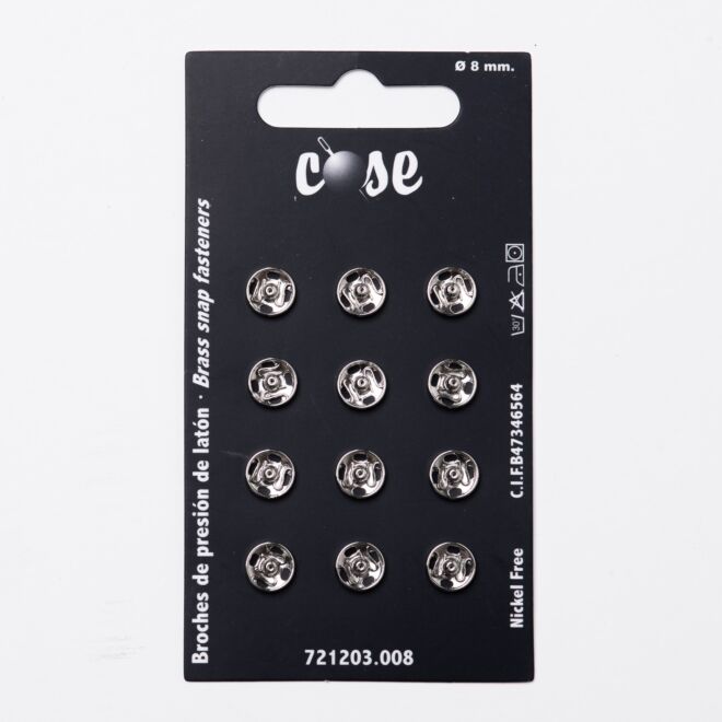 8mm Annäh-Druckknöpfe (12 Stück) silber