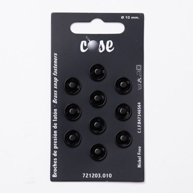 10mm Annäh-Druckknöpfe (10 Stück) schwarz