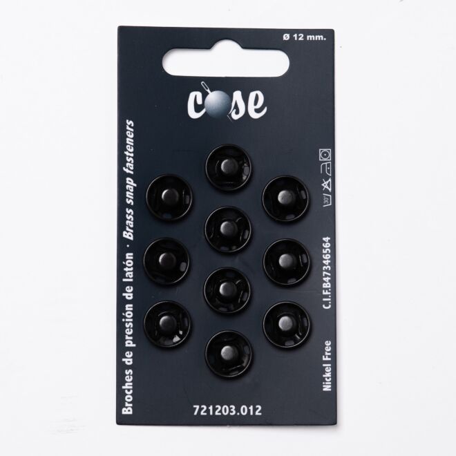 12mm Annäh-Druckknöpfe (10 Stück) schwarz