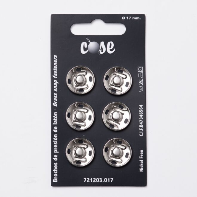 17mm Annäh-Druckknöpfe (6 Stück) silber
