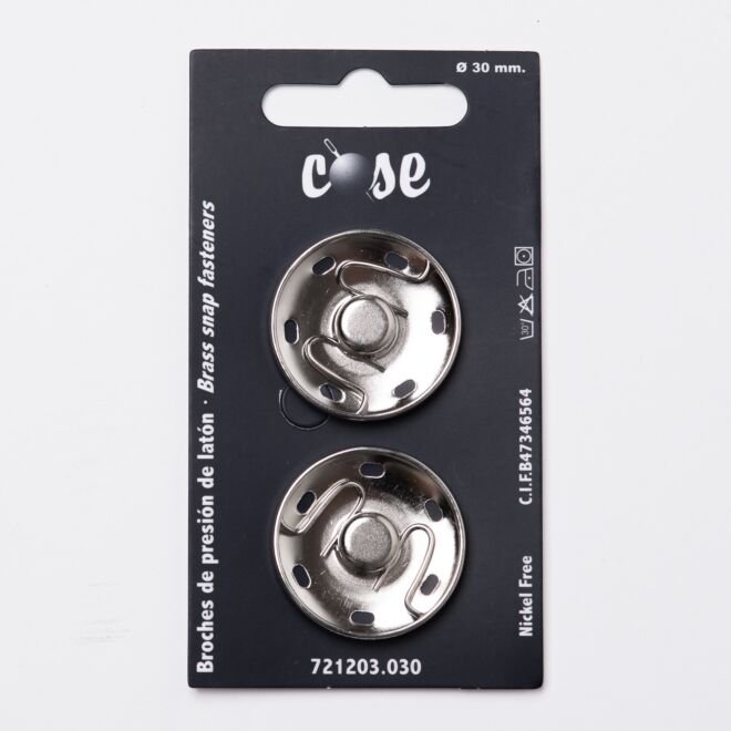 30mm Annäh-Druckknöpfe (2 Stück) silber