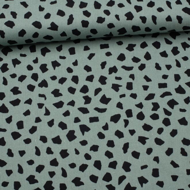 Viskose-Leinen Washed Dots altgrün