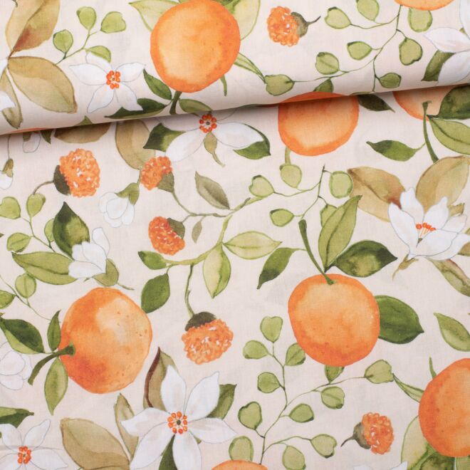 Baumwollwebware Orange Blossom natur