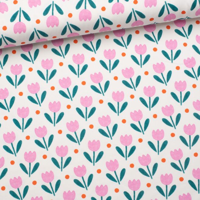 Tulpen "Playground" Baumwolljersey weiß