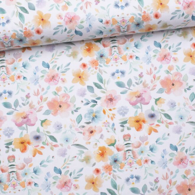 Aquarellblumen "Villach" Jersey bunt