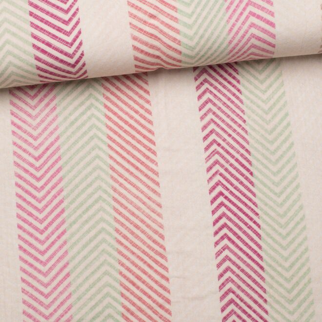 Double Gauze Musselin – Chevron-Muster pink/grün/beige