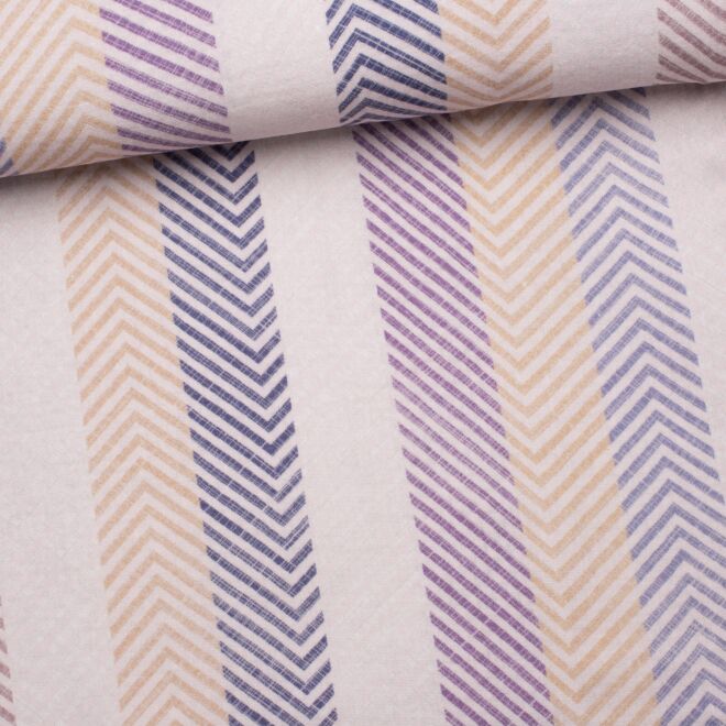 Double Gauze Musselin – Chevron-Muster lila/blau/beige