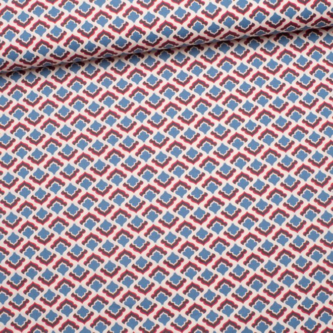 Webware Retro Kacheln jeans/rot