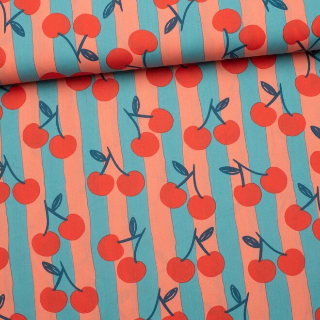 Webware Retro Cherries & Stripes pfirsich/hellpetrol