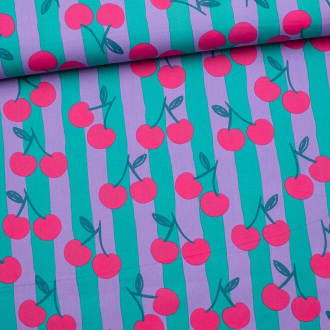Webware Retro Cherries & Stripes türkis/violett