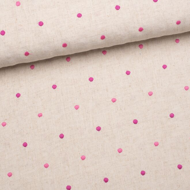Viskose-Leinen "Stitched Dots" pink