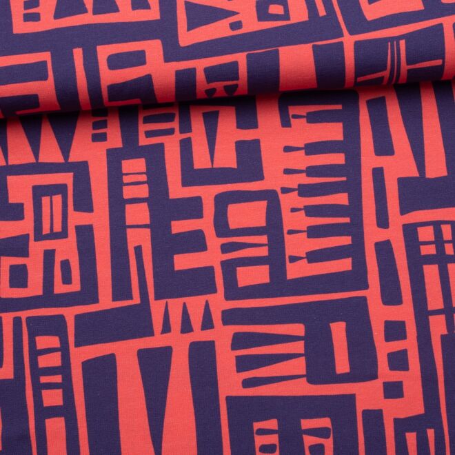 Funky Ethno Jersey koralle/dunkelblau