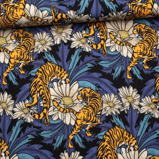 Visksoewebware "Tiger Ornament" blau