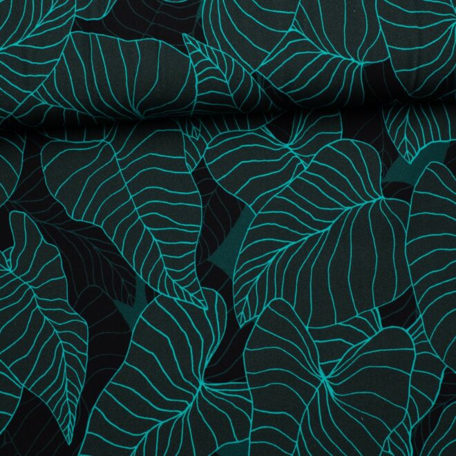 Viskosewebware "Tropical Forest" schwarz/mint