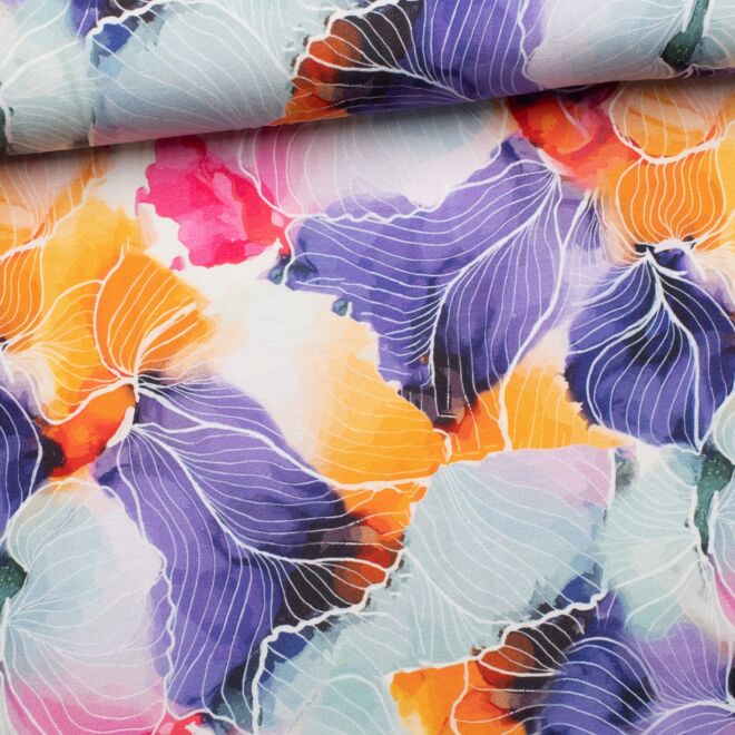 Viskosejersey "Sizilien" Blumenparade bunt