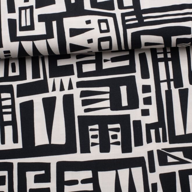 Funky Ethno Jersey ecru/schwarz