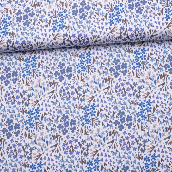 Baumwollwebware "Lilly" Blumenallerlei weiß