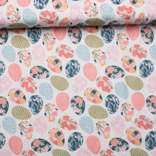 Baumwollwebware Ostereier weiß