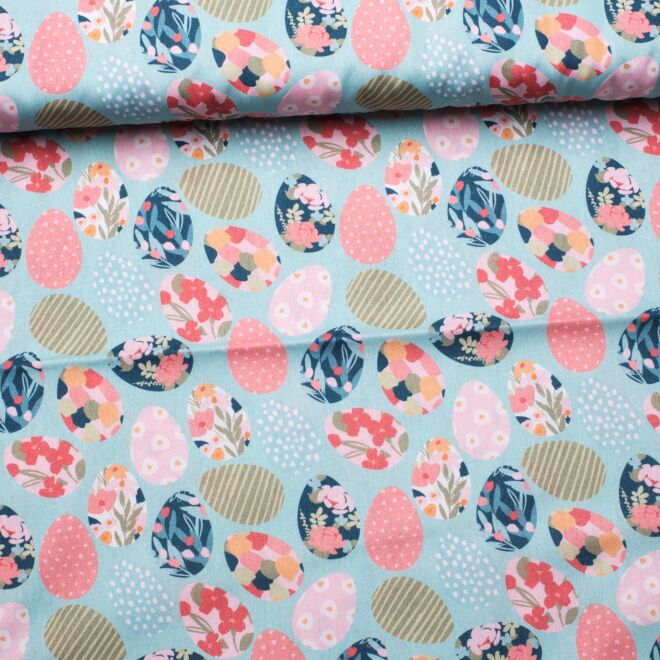 Baumwollwebware Ostereier türkis