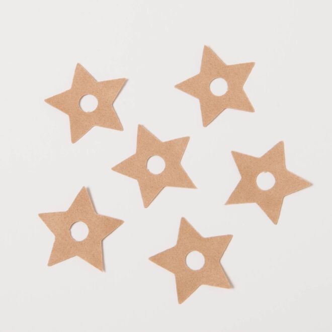 6 Stück IrONly Ösenverstärkung "Stern" camel