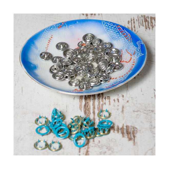 Stoffschwesters Jersey Druckknopf türkis