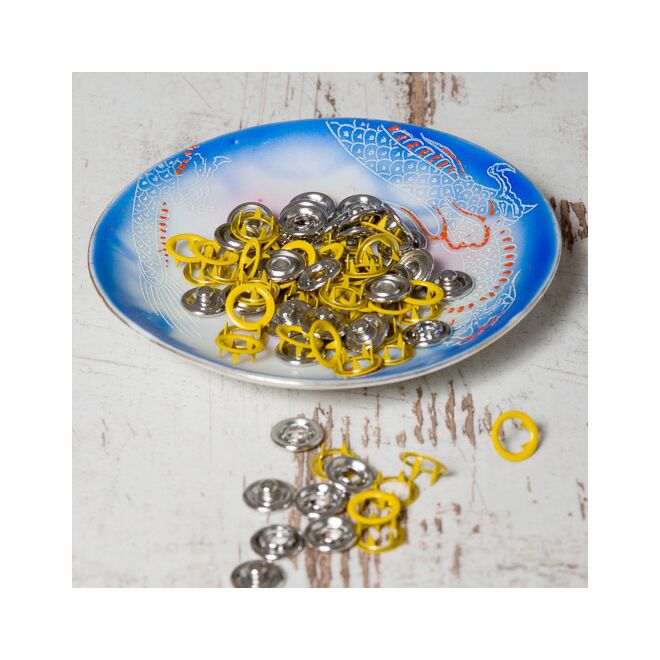 Stoffschwesters Jersey Druckknopf gelb