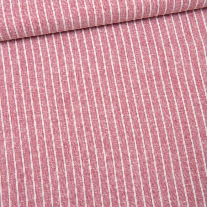 Baumwoll-Leinen "Maritim" Streifen rot