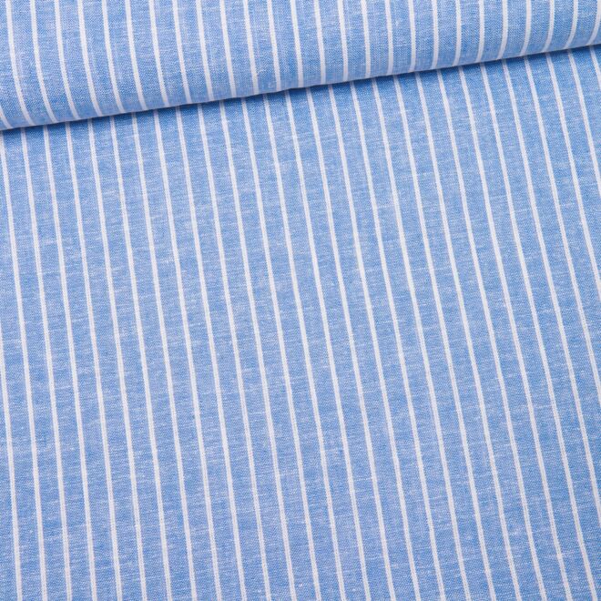 Baumwoll-Leinen "Maritim" Streifen blau