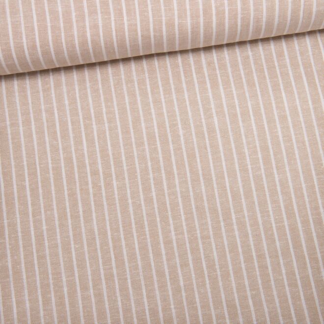 Baumwoll-Leinen "Maritim" Streifen beige