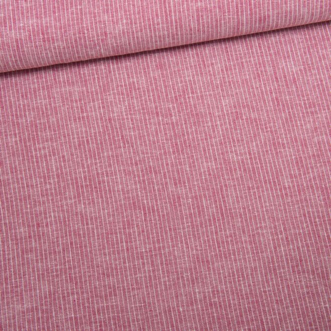 Baumwoll-Leinen "Maritim" Streifen schmal rot