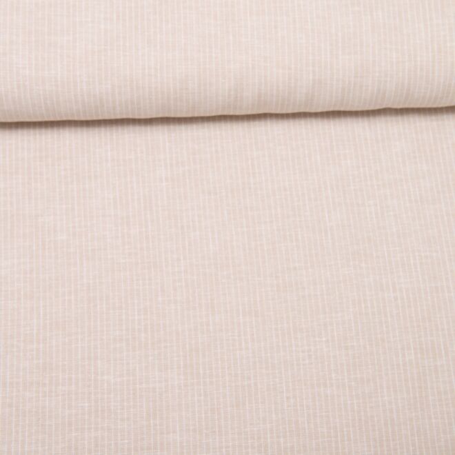 Baumwoll-Leinen "Maritim" Streifen schmal beige