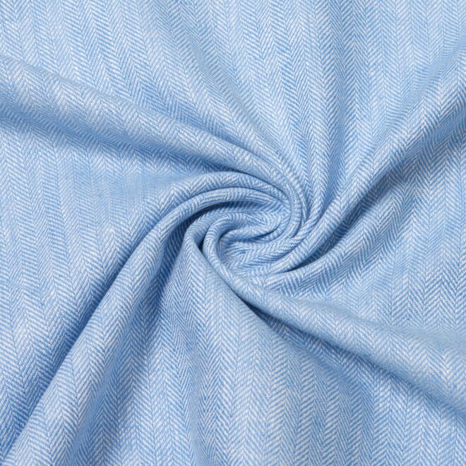 Baumwoll-Leinen-Twill "Maritim" Fischgrät hellblau
